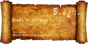 Baán Ákos névjegykártya
